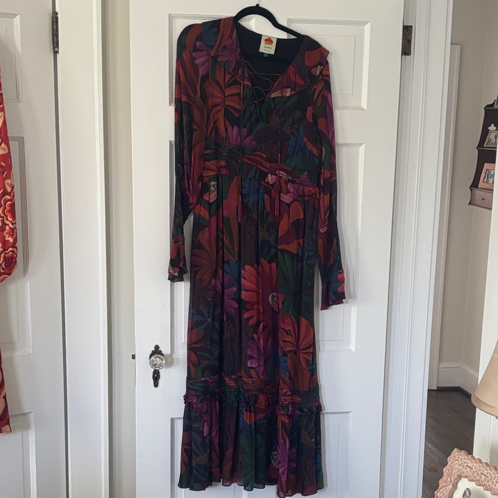 FARM Rio Multicolor Tropical Long Sleeve Dress
